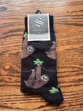 SockSmith Men's Black Sloth Crew Socks
